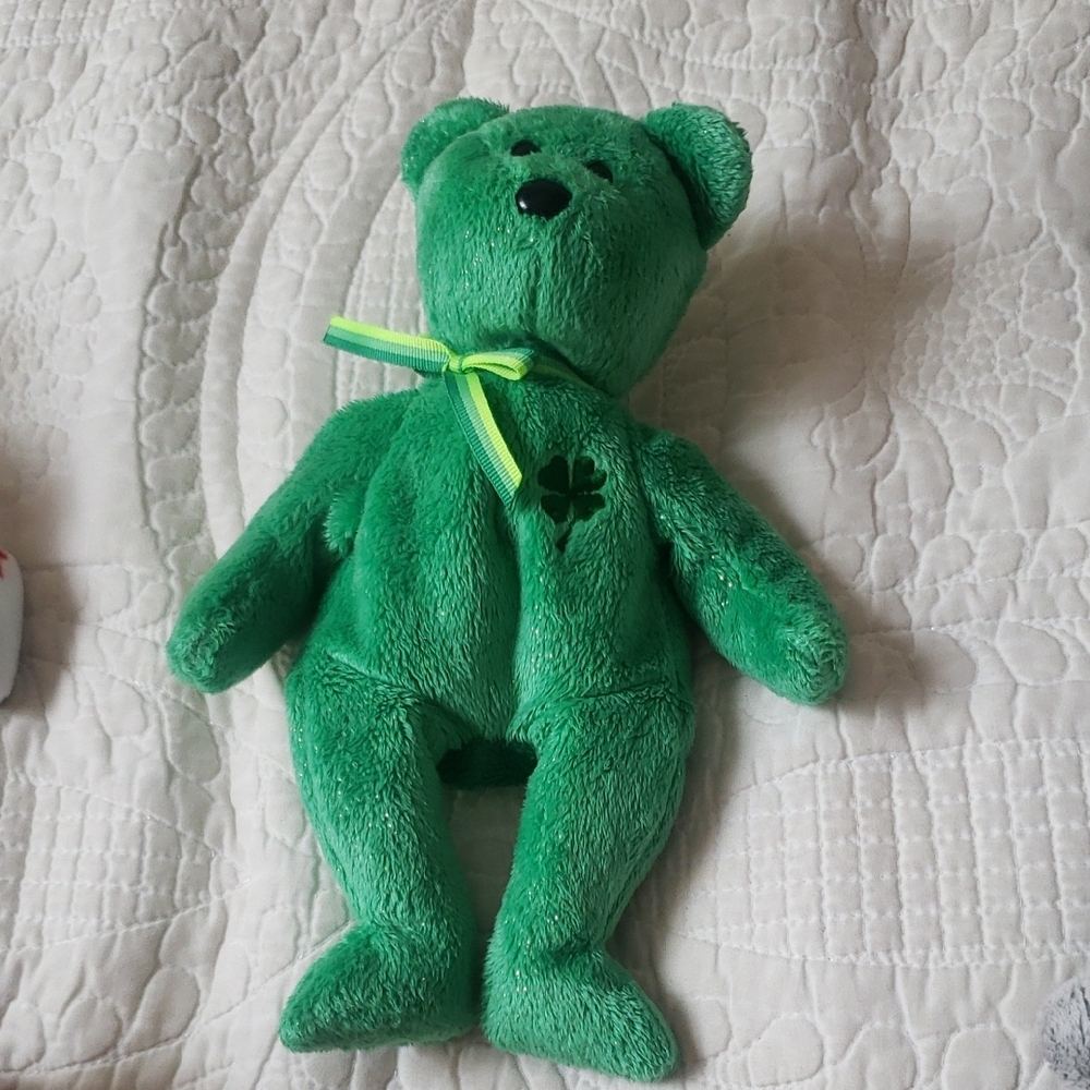 Ty Green Shamrock Plush Bear